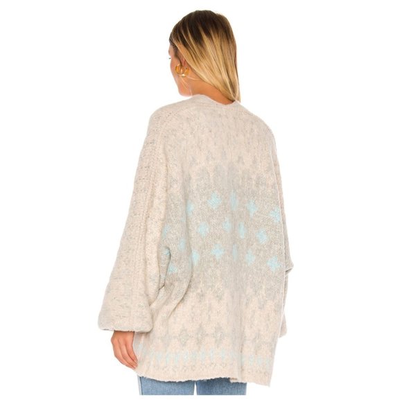 NWT FREE PEOPLE Winter Wonderland Cardi in Blue - Picture 3 of 6